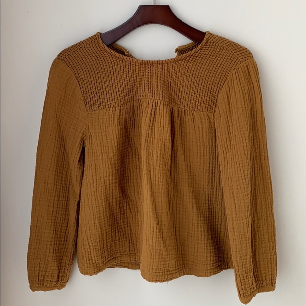 Madewell Egyptian Gold Smocked Swing Top Tunic XS